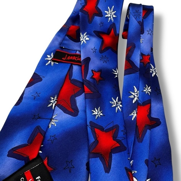 Jerry Garcia 100% Silk Star Spangled Patriotic Men's Tie, Red/White/Blue Stars - Picture 8 of 9